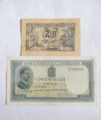 Bancnote 2 lei 1920 Ferdinand l; 500 lei 1936 Carol ll