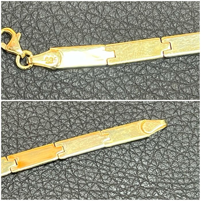 Златна гривна нова 14 K 585 Gold zlatna grivna  бяло-жълто злато