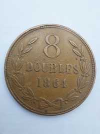 Moneda 8 Doubles 1864 Guernesey