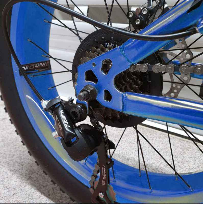 Bicicleta Fat-Bike 20-E pentru copii 7 si 14 ani Albastra