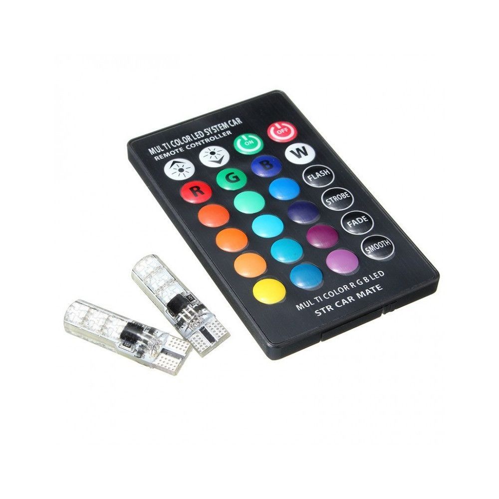 Kit Două Becuri Led T10-W5W Muticolor RGB