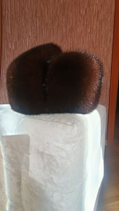 Шапка ушанка из меха норки