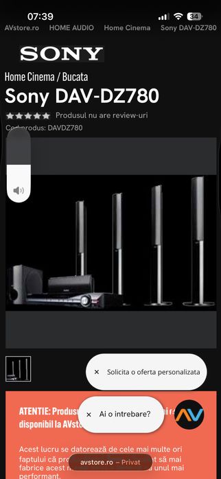 Sistem Complet Home Cinema Sony 5.1 DAV-DZ780 + Bluetooth Logitech