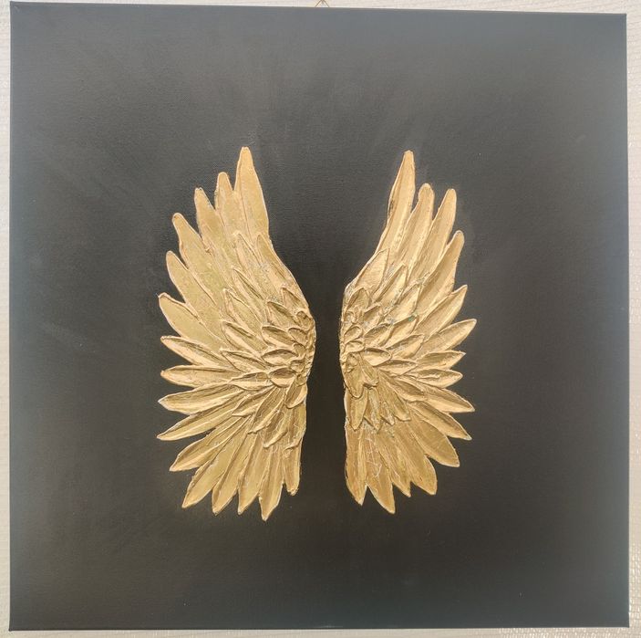 "Rise above": acrilice, pasta texturala si foita de aurire