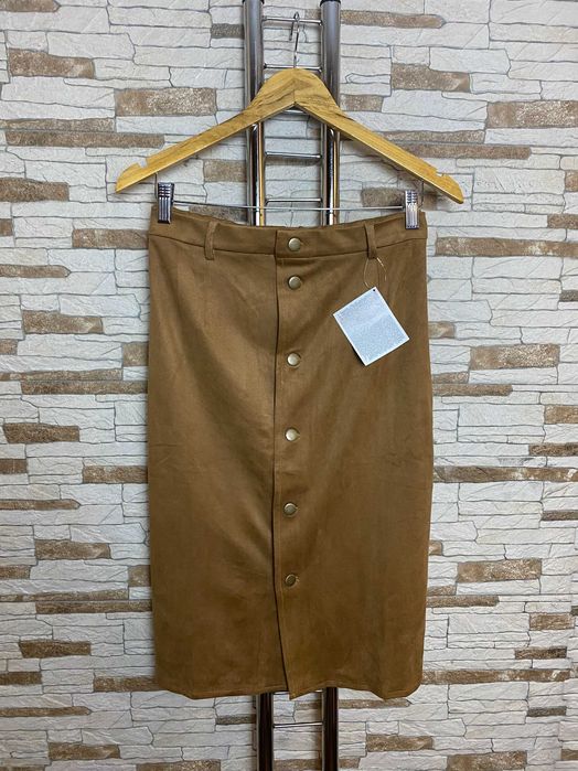 Fusta midi aspect piele intoarsa - marime XL/XXL