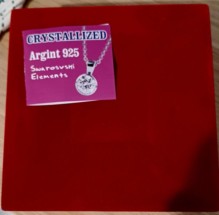 Vand colier argint suflat cu aur si pietre Swarovski