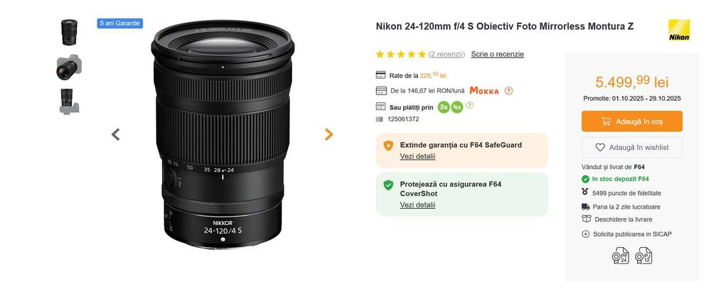 #Ca nou: Obiectiv Nikon NIKKOR Z 24-120mm f/4 S Montura Z Mirrorless