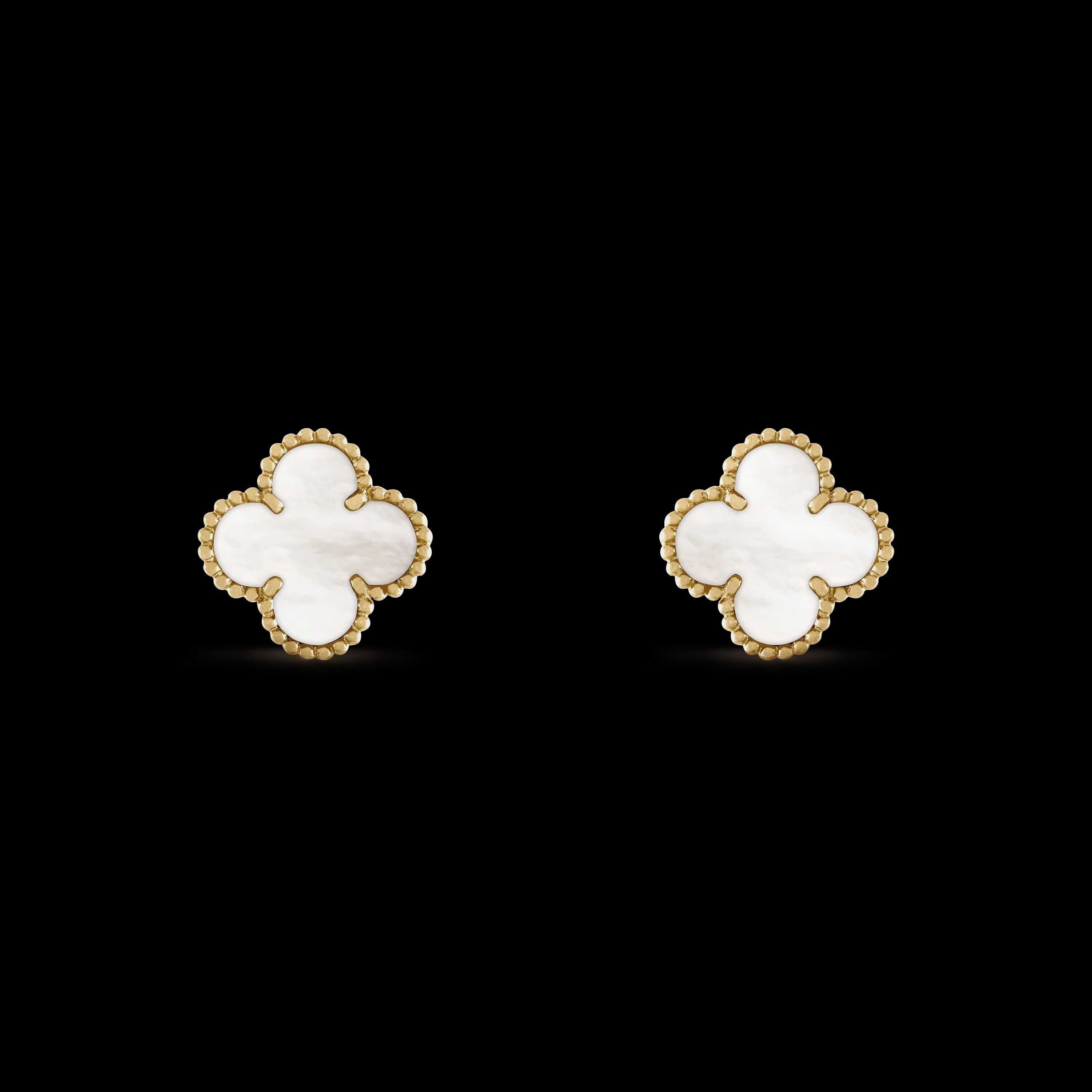 Van Cleef & Arpels VCA Gold Mother Pearl Clips Alhambra Дамски Обеци