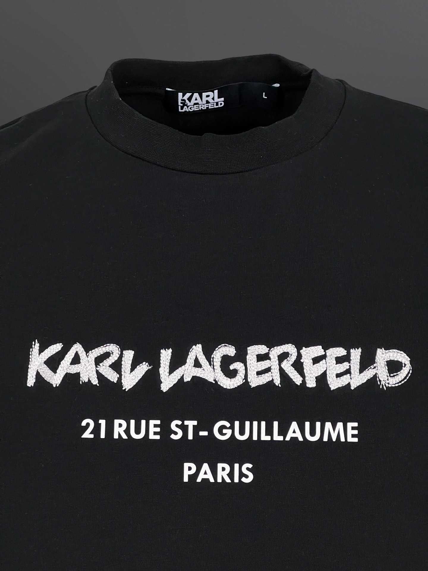 Автентична Karl Lagerfeld Черна Тениска Бяла БРОДЕРИЯ Unreleased-S M L