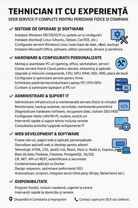 Servicii IT | Montaj PC & Servere | Windows/Linux | Web Development