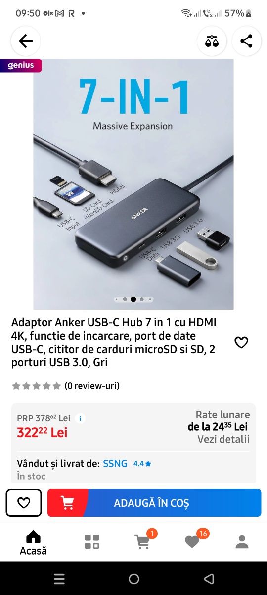 Vand adaptor Anker USB-C 7 in 1