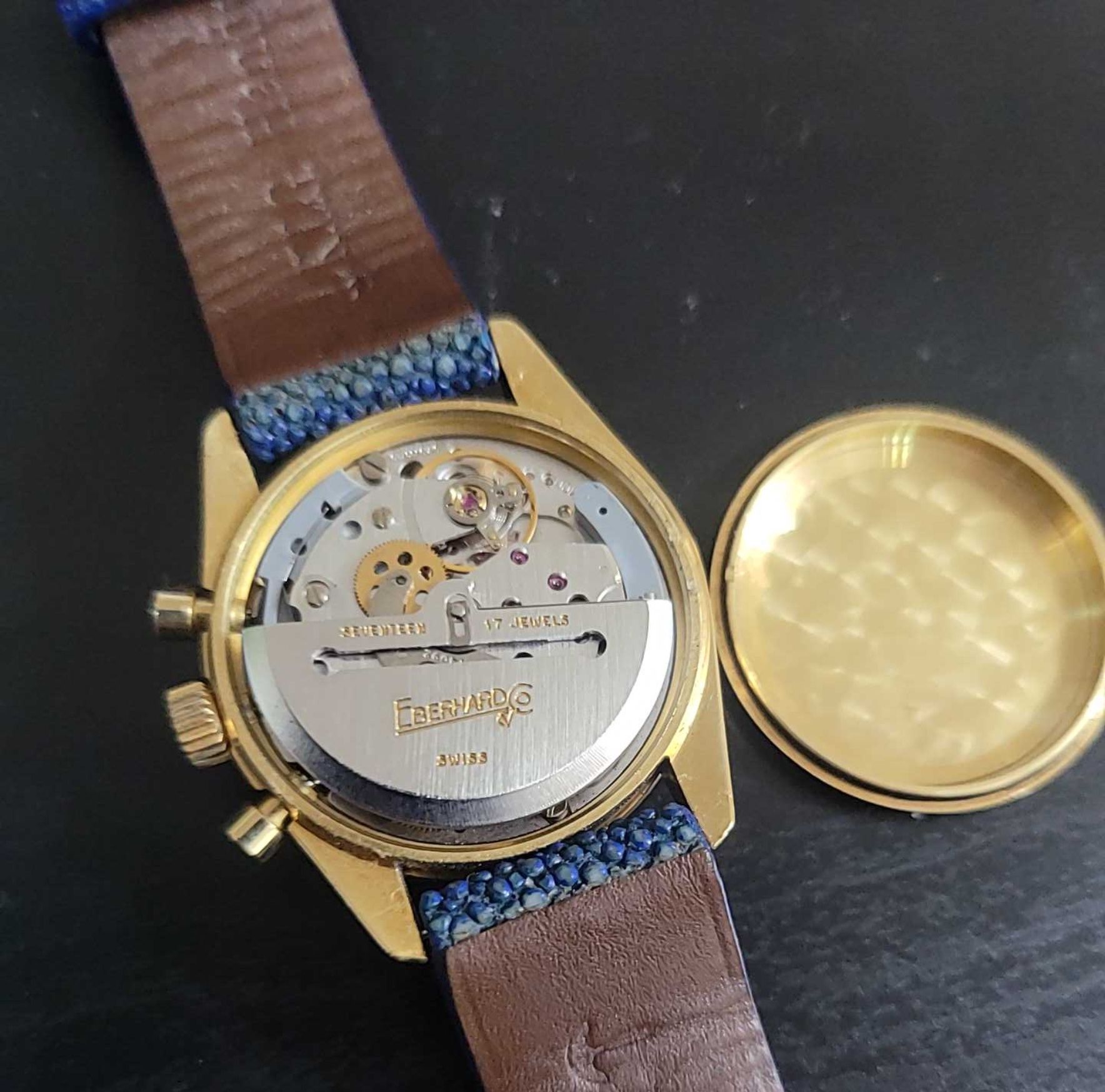 Schimb Eberhard Champion automatic chronograph aur masiv 18k