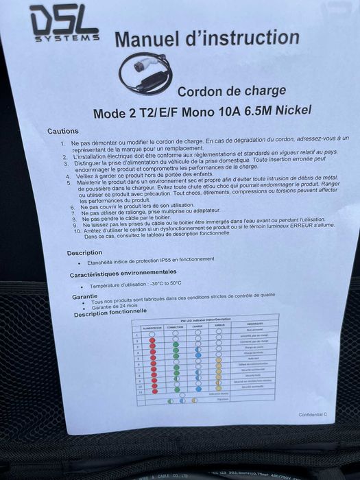 Cablu statie incarcare type 2 monofazat 230v 6.5 metri nou Renault OE