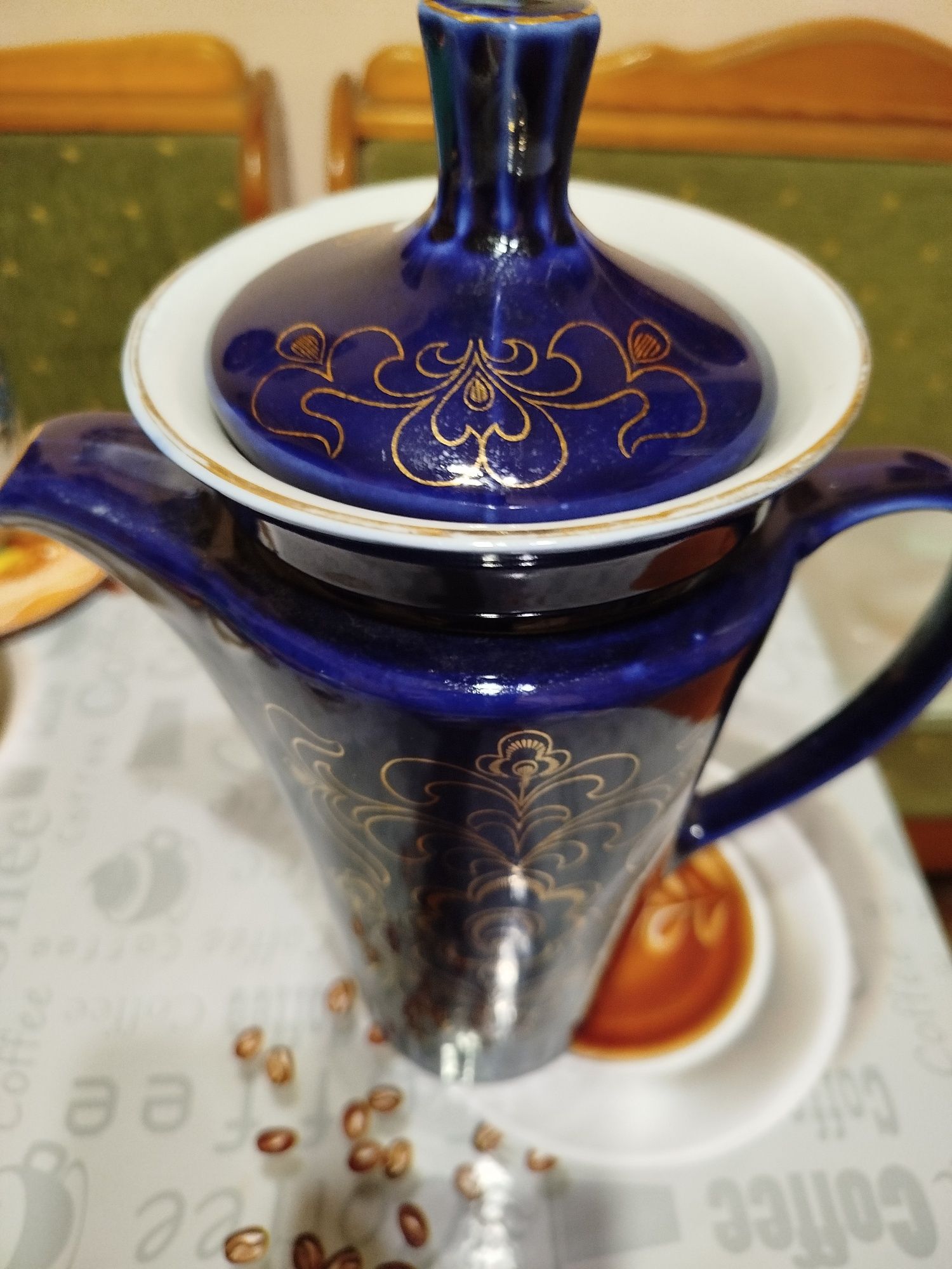 Раритет чайник кобальт позолота