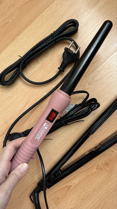 Плойка для волос розовая для гафре кудрей