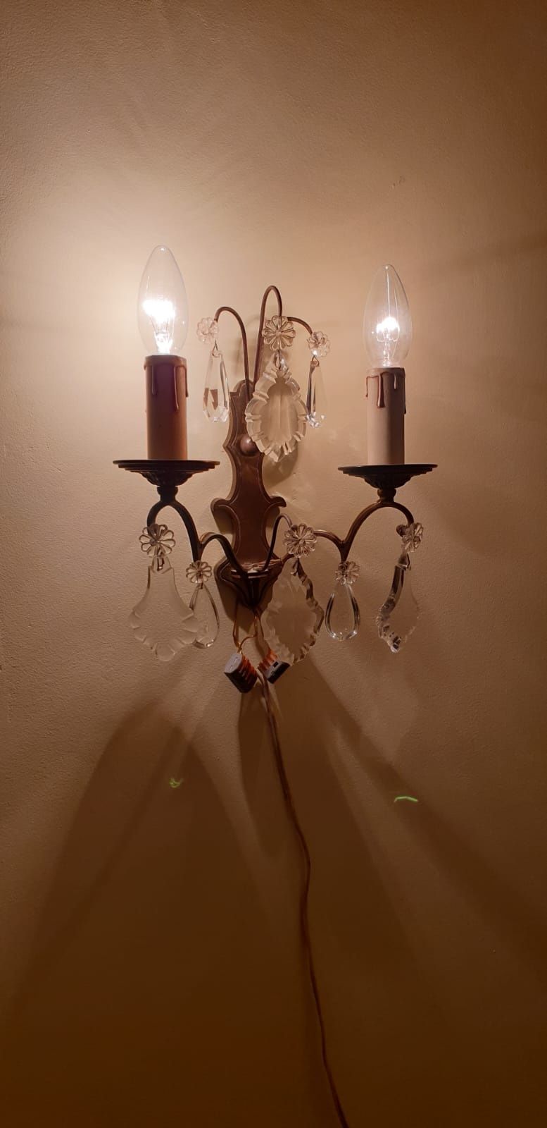 Accesoriu decor înfrumusețare alama bronz cristal Franța 1940 aplica