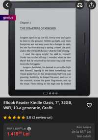 EBook Reader Kindle Oasis, 7", 32GB, WiFi, 10-a generatie, Grafit