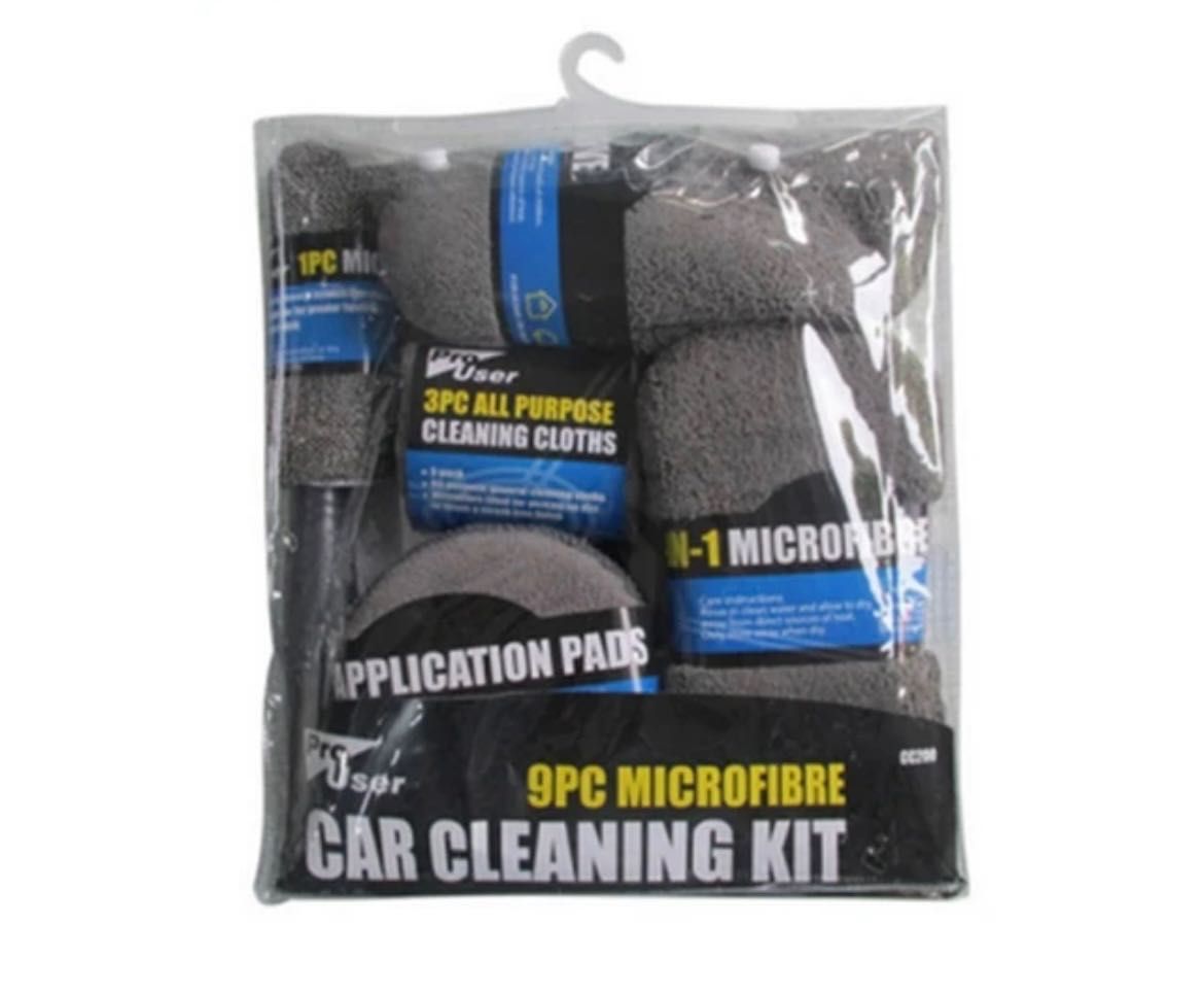 Kit curățare auto microfibră (9 piese)