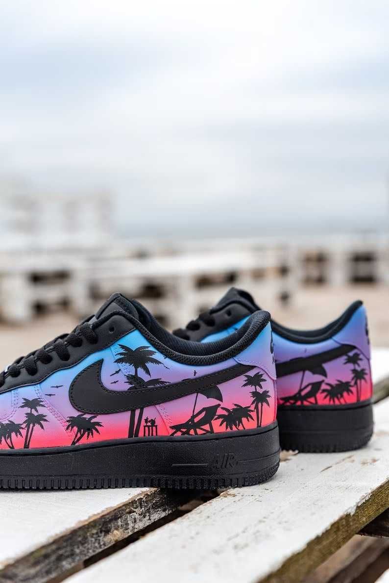 Custom Adidasi Nike Air Force 1 , Miami Sunset 38 39 40 41 42