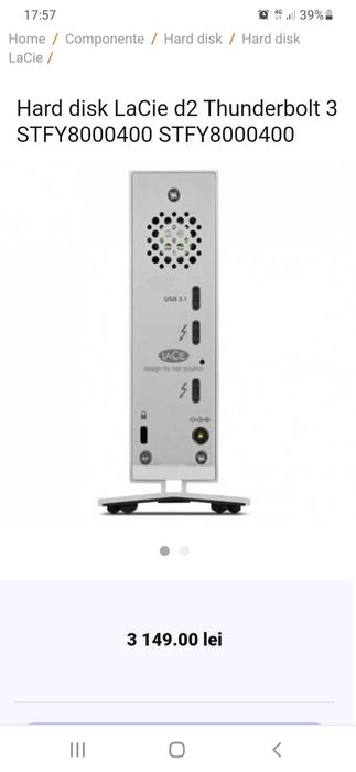 Nou! LaCie d2 Thunderbolt3, 8TB,Profesional external desktop storage