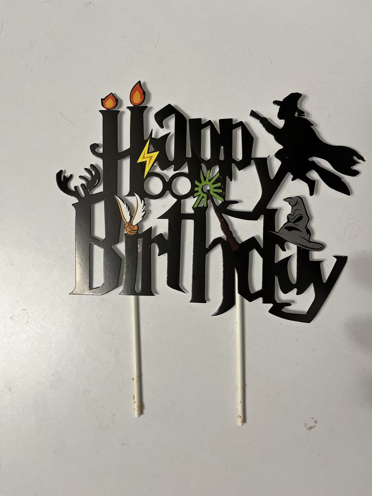Гирлянда с днем рождения , Гарри Поттер. Свечка, топпер в торт