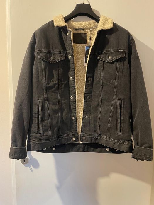 Geacă denim Jack & Jones cu blană teddy – mărimea XL