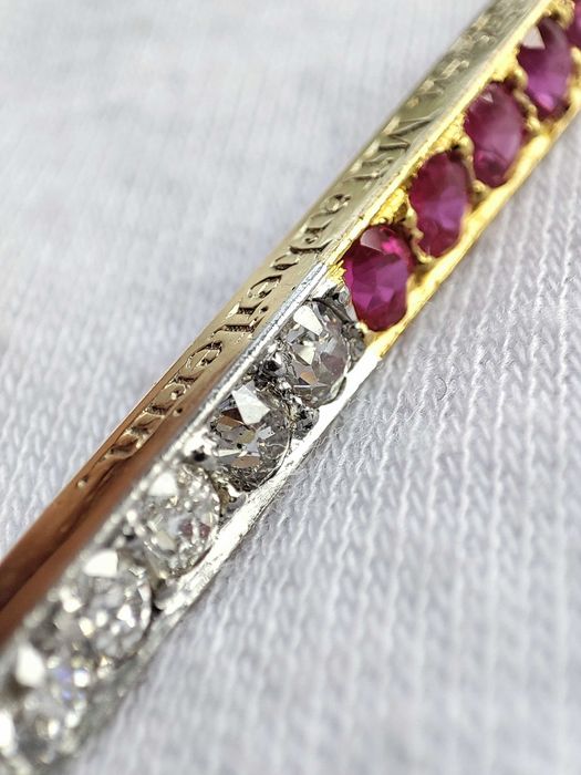 Pandantiv aur 14k si Platina Turmalina Rubellit cu diamante Diamant