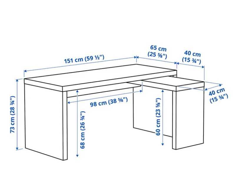 Birou MALM IKEA cu tăblie culisantă, alb, 151x65 cm - Stare excelenta