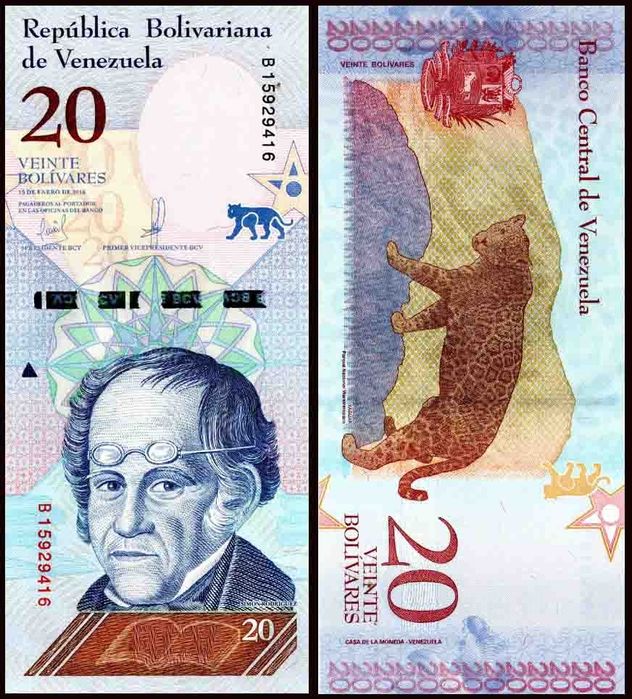 Veneseula pullari kolleksiyasi 2,5,10,20,50,100,200,500,1000 bolivar