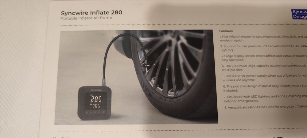 Compresor portabil Syncwire Inflate 280 10.35 Bar  multifunctional