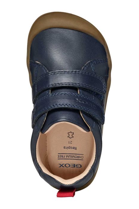 Geox Pantofi sport de piele cu velcro, Rosu, Bleumarin, 21 EU