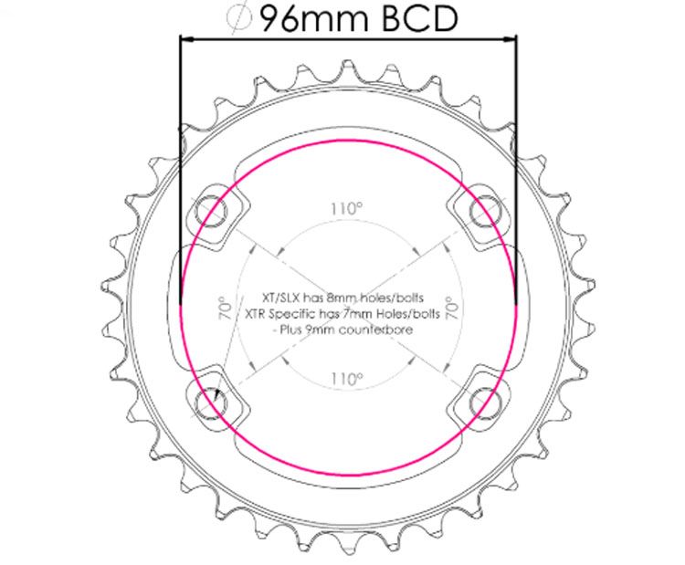 Foaie Snail 32T - narrow wide 1x9,10,11,12 - 96BCD A-simetric negru