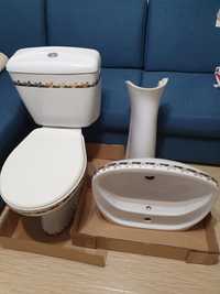 Vand set baie - chiuvetă cu picior si vas wc cu rezervor, din ceramica