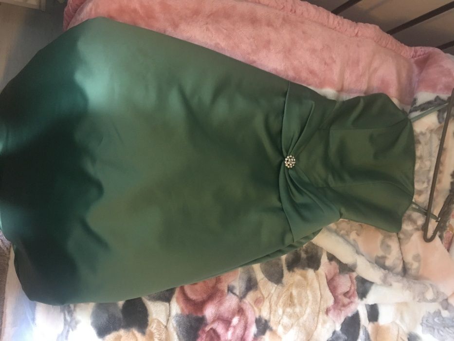 Rochie de ocazie tafta, culoare gri-verde, marimea 36