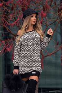 ALESSA Плетена рокля-пуловер , Lorein Lace And Ruffles Пуловер Black