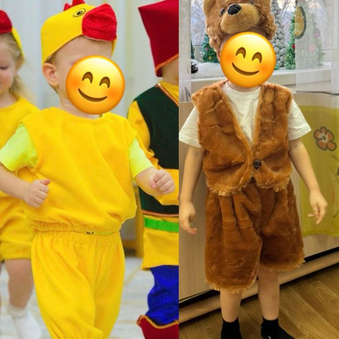 Продам детские костюмы цыпленок и медвежонок