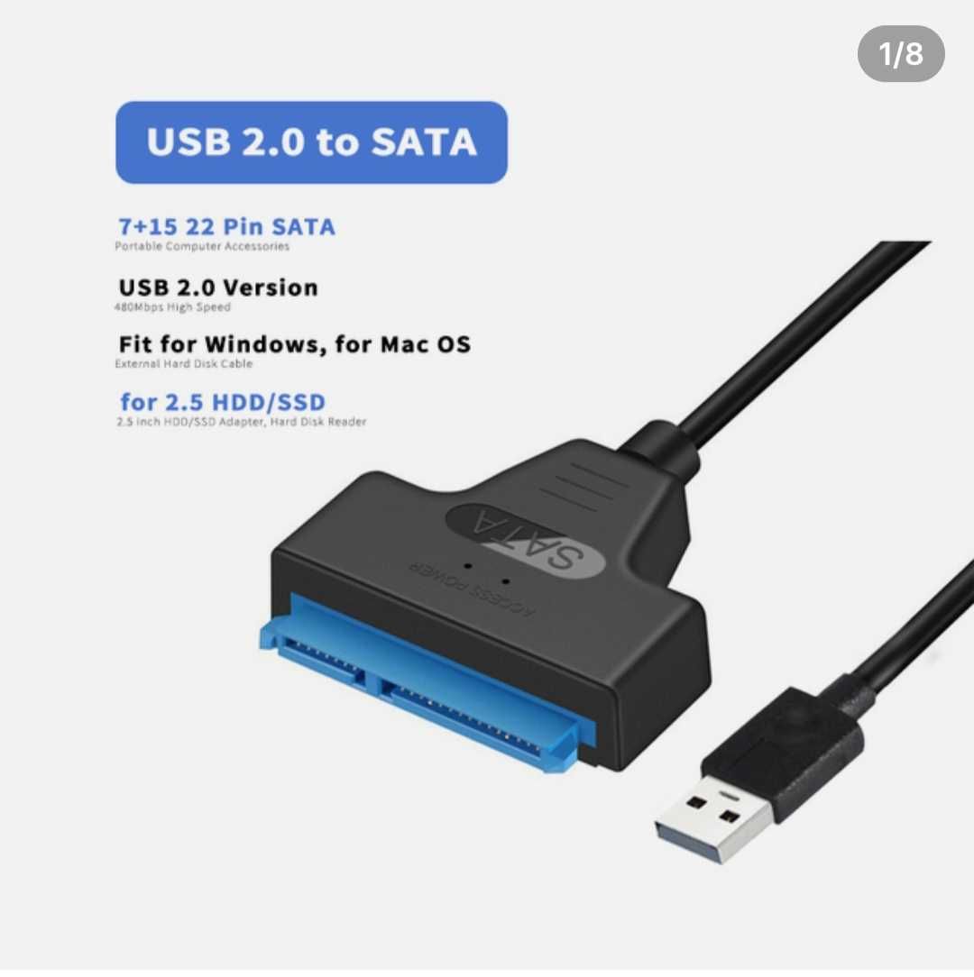 Кабель SATA - USB 2.0 (HDD/SSD) для внешнего жесткого диска / 30см