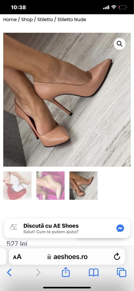 Vând stiletto AE SHOES nude noi 40