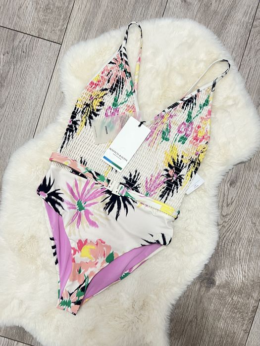 Costum de baie intreg Scotch & Soda Amsterdam alb roz de brand