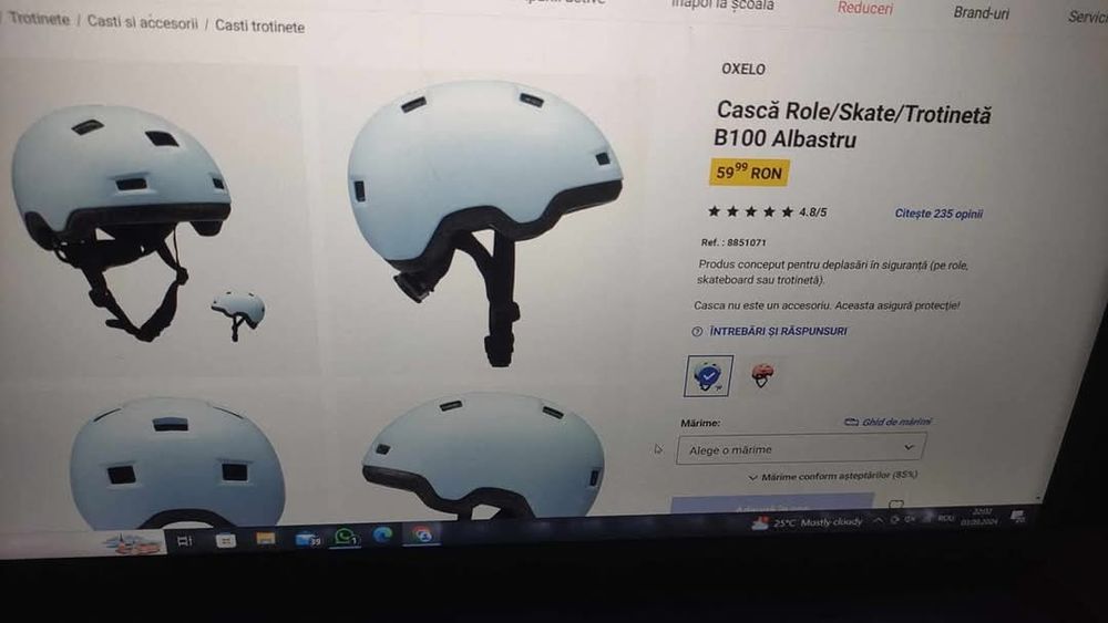 Casca Role/trotineta/bicicleta oxelo mar 47-52