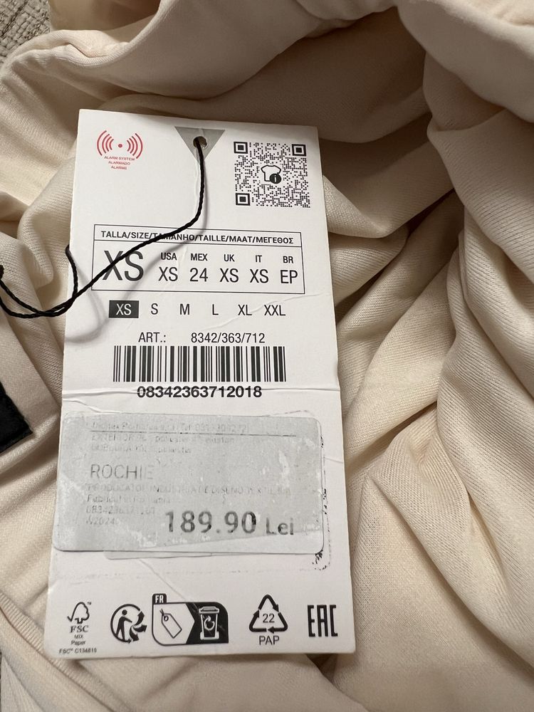Rochie lunga, evenimente, ecru, noua , Zara, XS