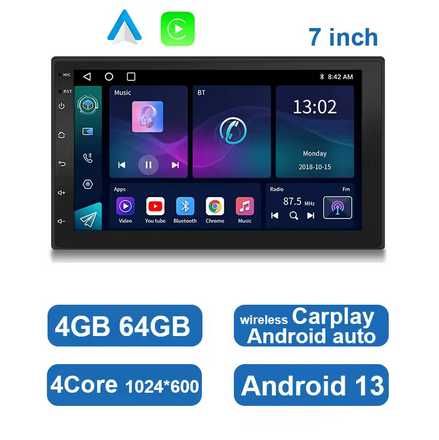 7” 2-DIN мултимедия с Android 13, RDS, 64GB ROM, RAM 4GB,