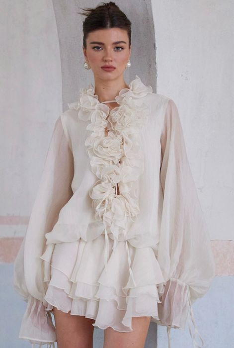 Rochie ivory cu volane marime universala