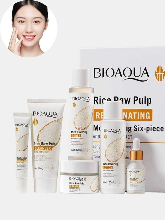 Bioaqua Guruchli Yuz Parvarish To‘plami 6-in-1 – Guruchli nabor