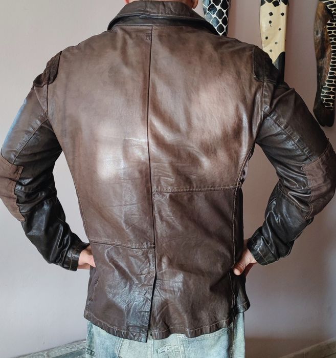 Оригинално Винтидж Марково Chevignon кожено деним яке сако блейзър Л/Х