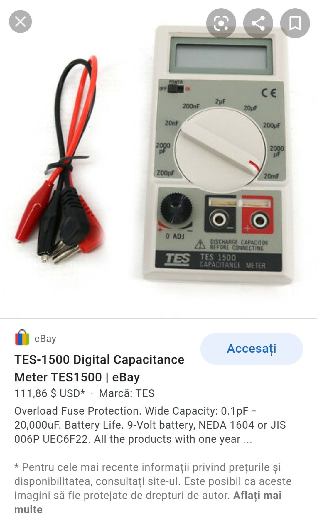 Multimetru Digital TES 1500 Made in Taiwan NOU