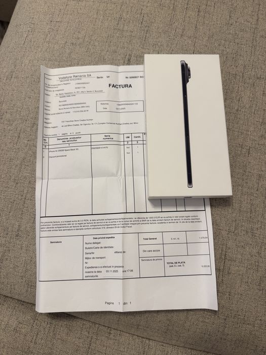 iphone AIR 256gb black, NOU, factura si garantie 2 ani de la Vodafone