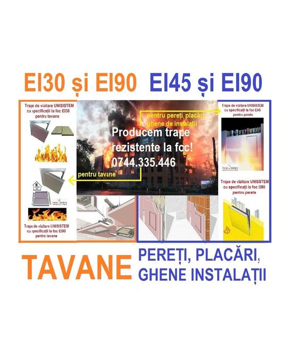 Producem trape de vizitare EI45 (EI30) pt pereti si ghene instalatii