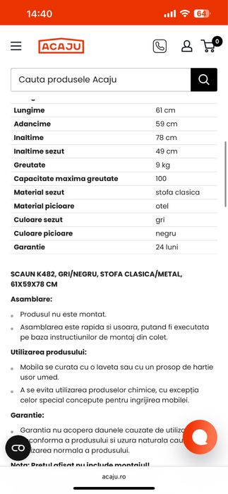 Scaun gri acaju