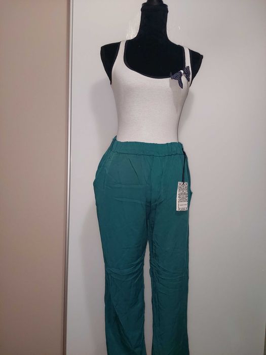 Pantaloni lungi de vara turcoaz/verde Franco Ferri